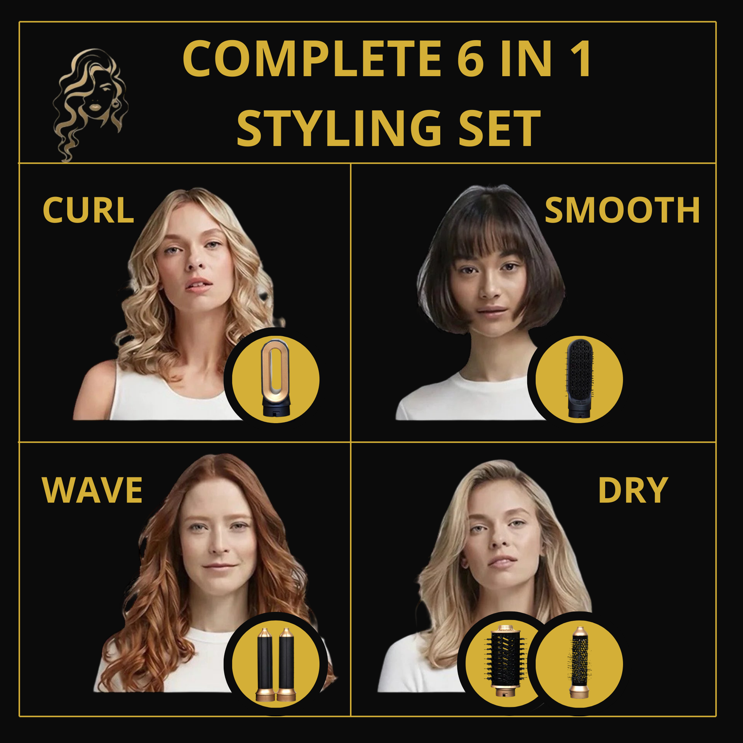 Zeynra 6-in-1 Hot Air Hair Dryer